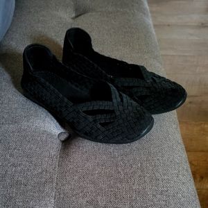 Black Woven Bernie-Mev Slip-on Shoes